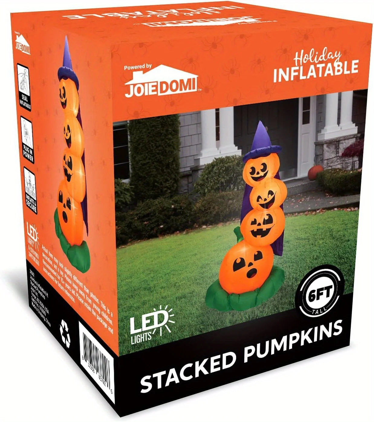 6 FT Halloween Inflatables Outdoor Decorations Blow Up Yard Decorations Inflatable Pumpkins with Witch Hat with Build-in LEDs, Stacked Pumpkins Blow Ups for Yard Halloween Decor Photobooth Props