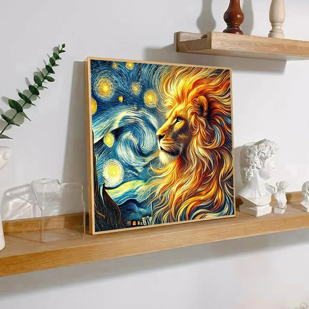Van Gogh Style Paint By Numbers For Adult Animal Lion Diy Art Craft Kit HandPainted On Canvas Valentines Gift Home Decor