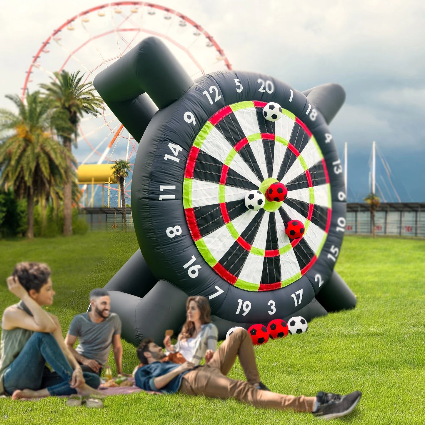 Outdoor Inflatable Games Inflatable Soccer Dart Board Football Dart Target with Balls, Large Backyard Party Sports Game for Family Events