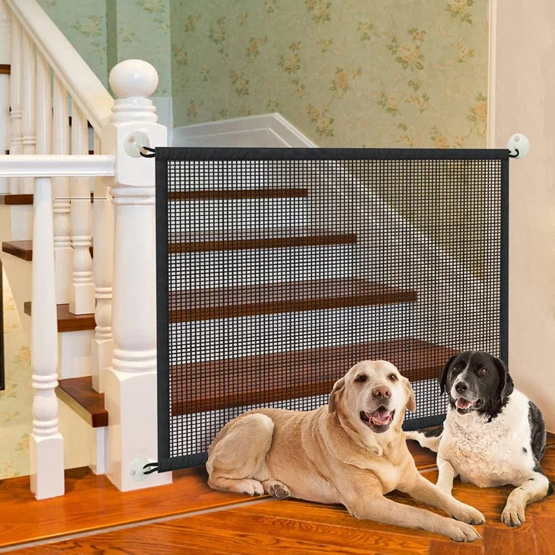 Dog Barrier Fence Playpen With 4 Hooks Foldable Mesh Gate