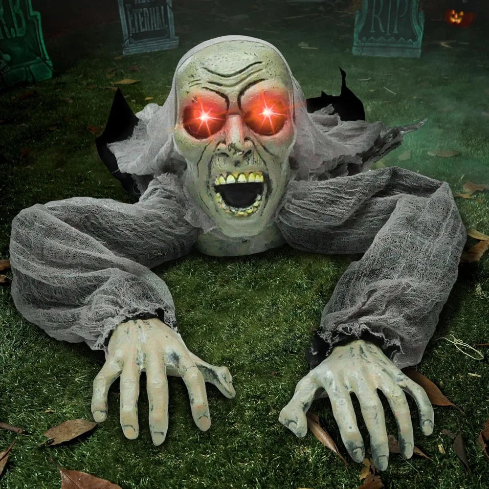 Halloween Decor Groundbreaker Zombie with Sound and Flashing Eyes for Halloween Yard Garden Outdoor Indoor Decorations, Photobooth Props