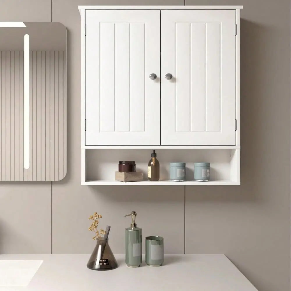 Wood Over Toilet Bathroom Cabinet Storage With 2 Doors And Adjustable Shelves