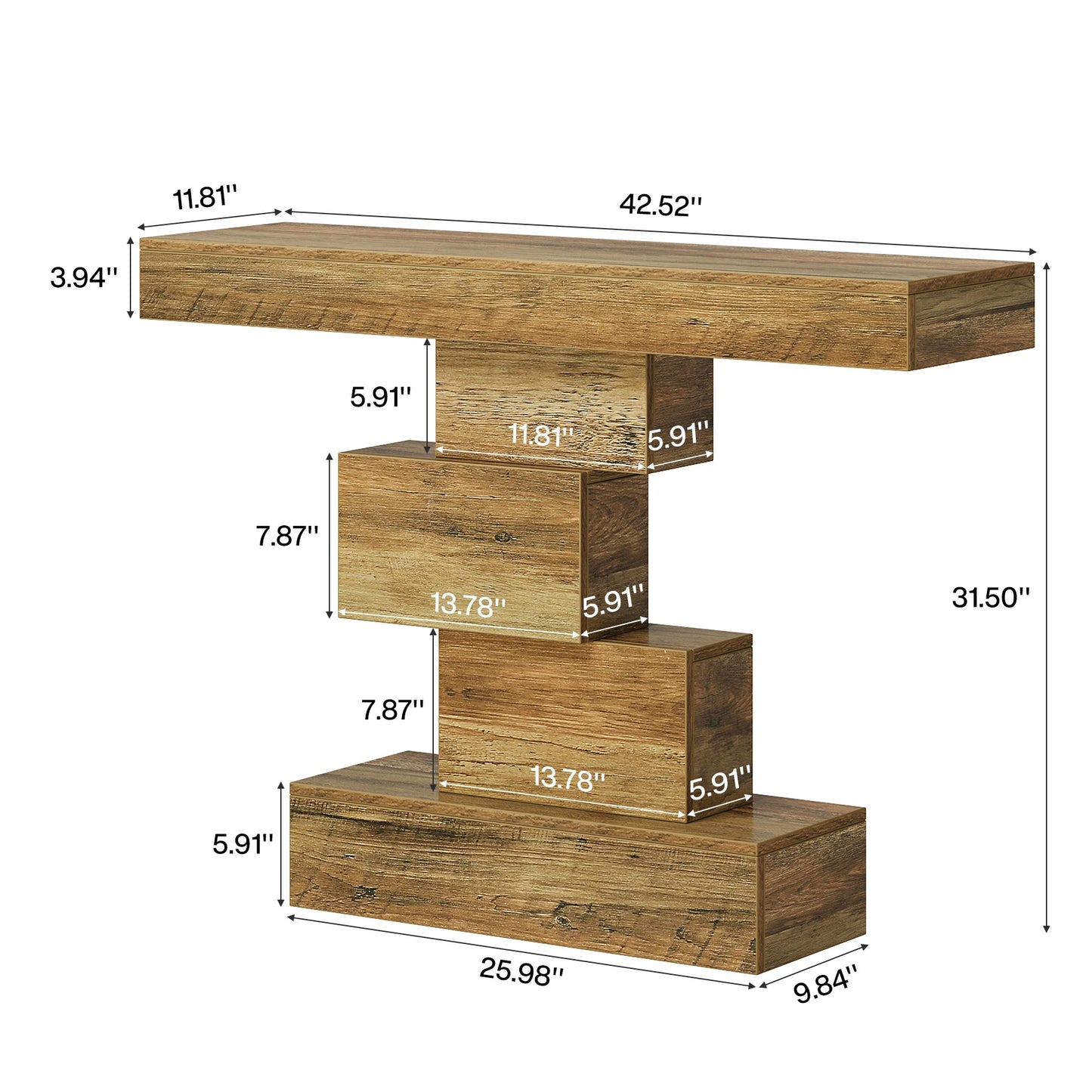 Tribesigns Farmhouse Wooden Console Table With Geometric Base