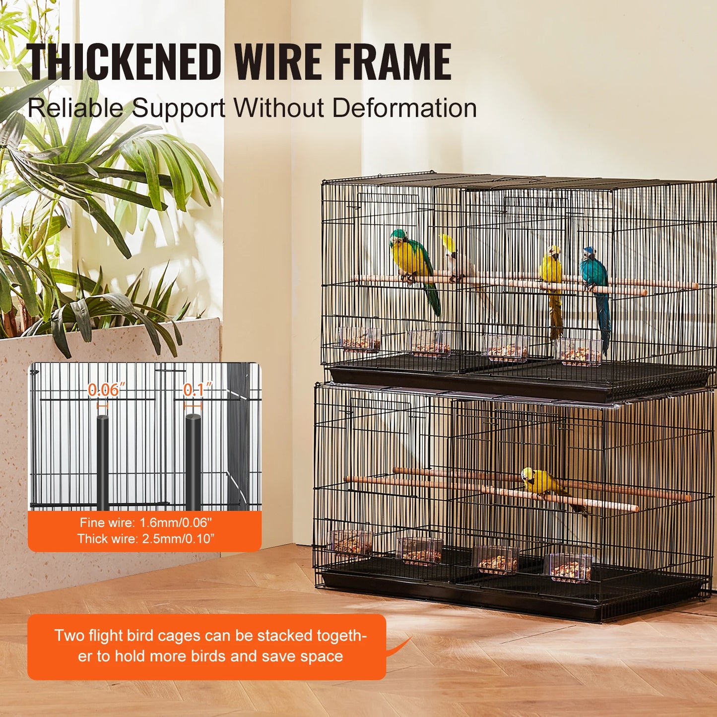 SucceBuy Bird Cage Stackable Divider Travel Cage With Handle Perch