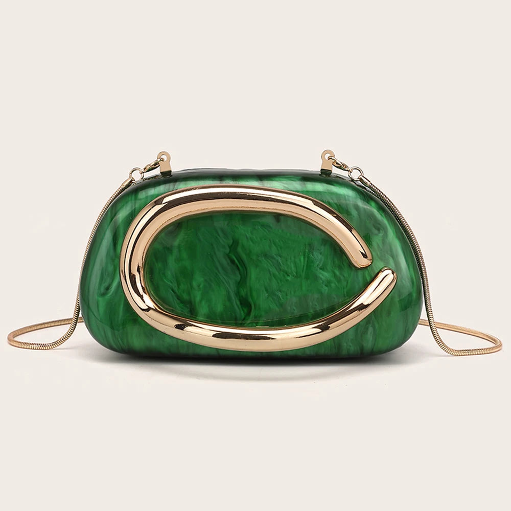 YYW Box Bag Metal Details Crossbody Evening Handbag