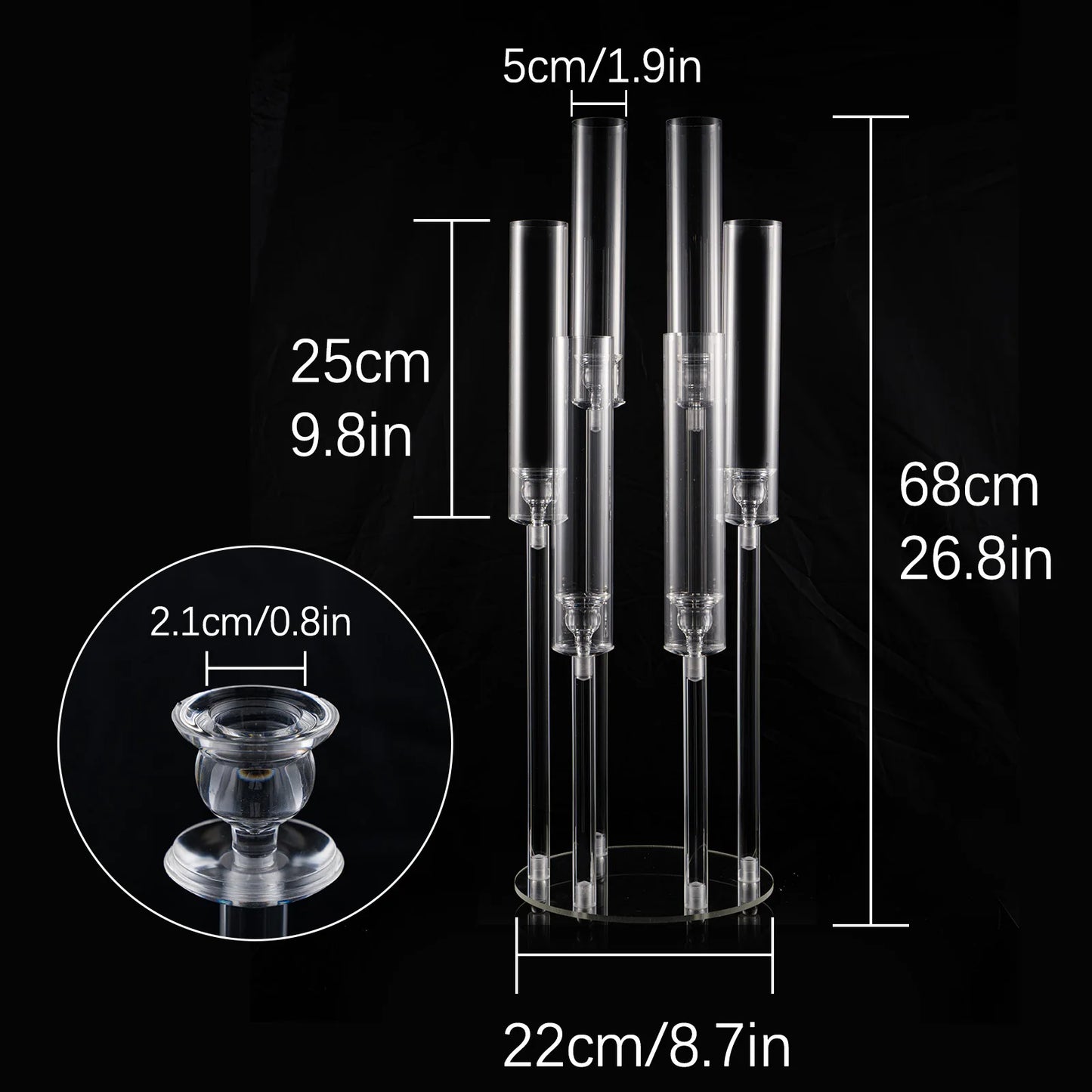 VINCIGANT 6 Arm Acrylic Candelabras Candlestick Holder Set