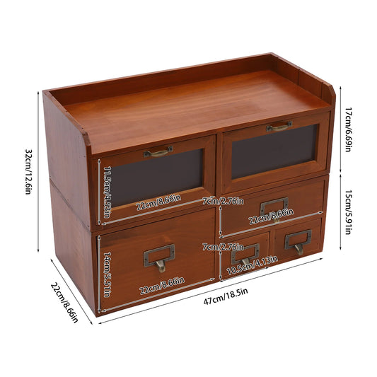 Vintage Solid Wood Desktop Organizer For Office And Drawer Storage