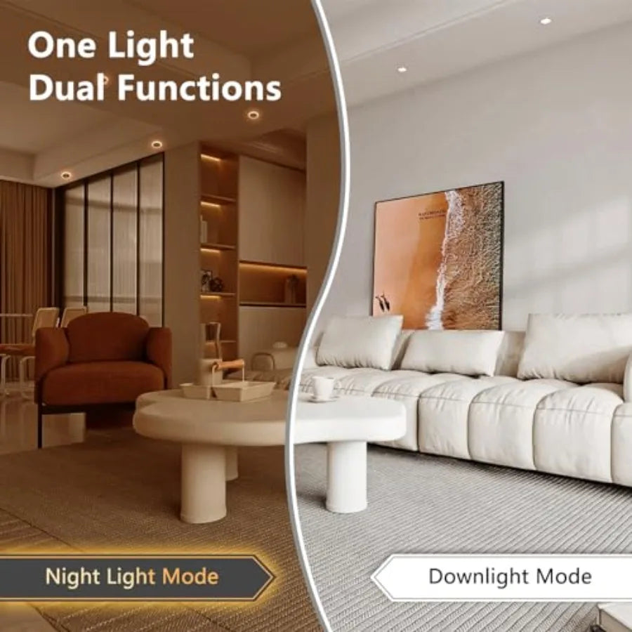 Canless LED Recessed Downlights with Night Light and Selectable CCT