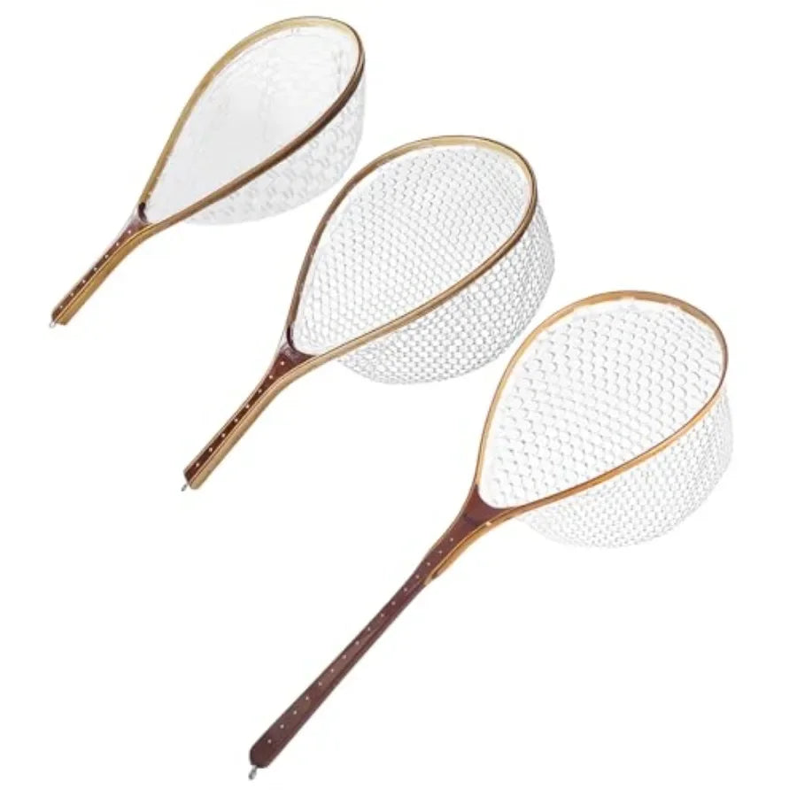 Fly Fishing Net for Freshwater Saltwater Use: Wooden Handle, Black Rubber Mesh, Soft Landing Safety Design Ideal Gift for Men F
