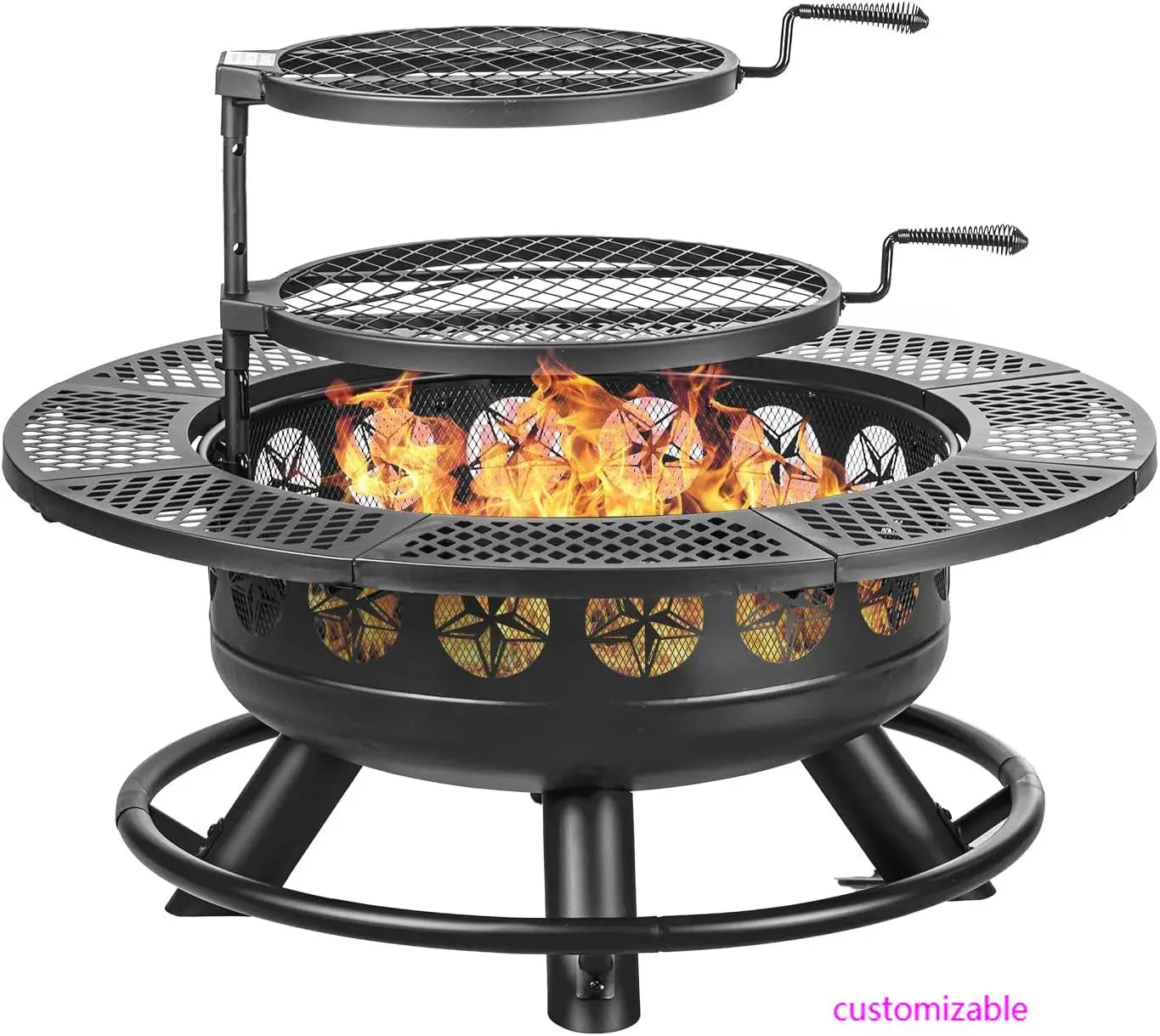 XMSJ Durable Outdoor Fire Pit With Grills Three In One