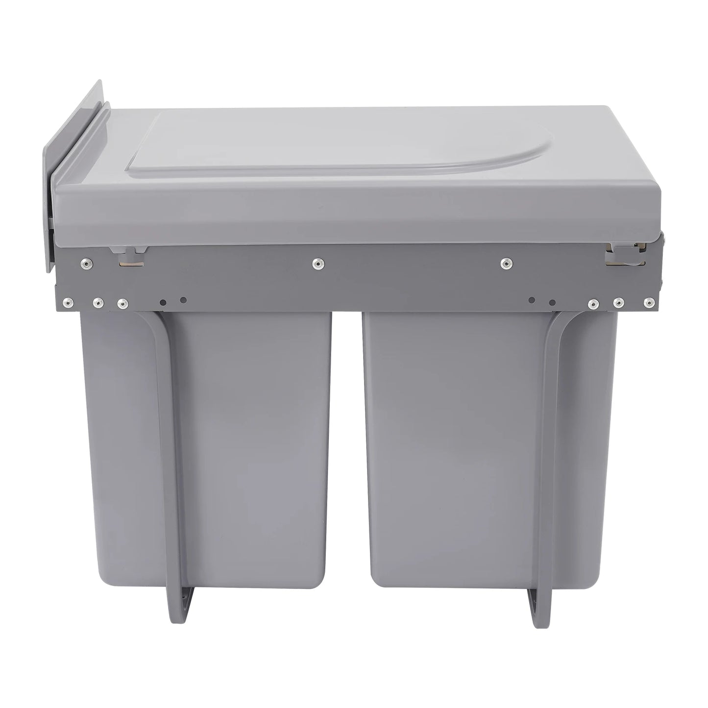 Double 4.4gal Pullout Trash Can Under Cabinet Grey Pullout Recycling Garbage Trash Can Sliding Kitchen Recycle Waste Bin