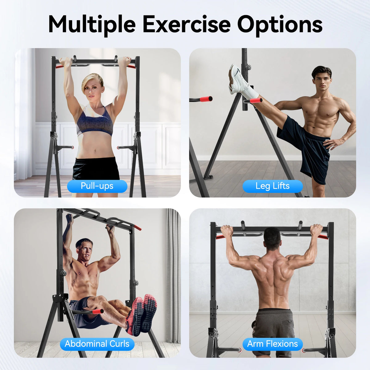 Heavy Duty Adjustable Pull Up Bar Station Foldable Frame