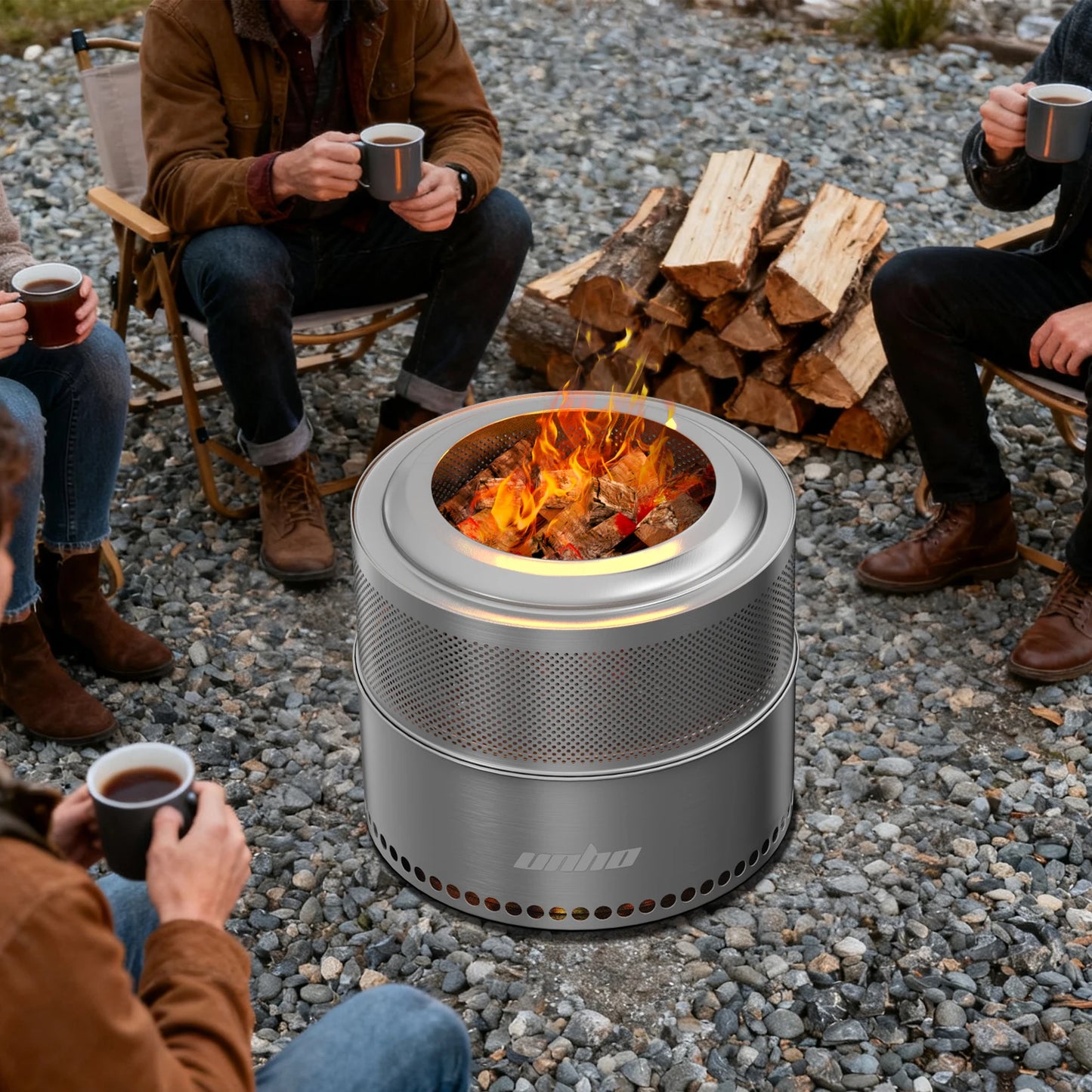 Wood Burning Fire Pit Stainless Smokeless With Carry Bag Outdoor
