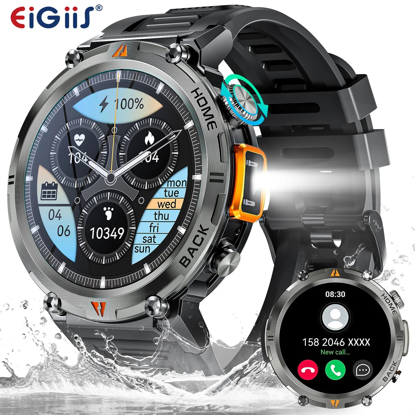 EIGIIS KE3 Smartwatch Bluetooth Health Monitor Heart Rate for Men