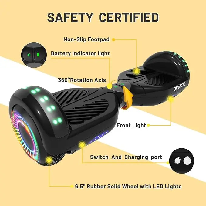 Simate 6.5 Inch Self Balancing Hoverboard With Bluetooth