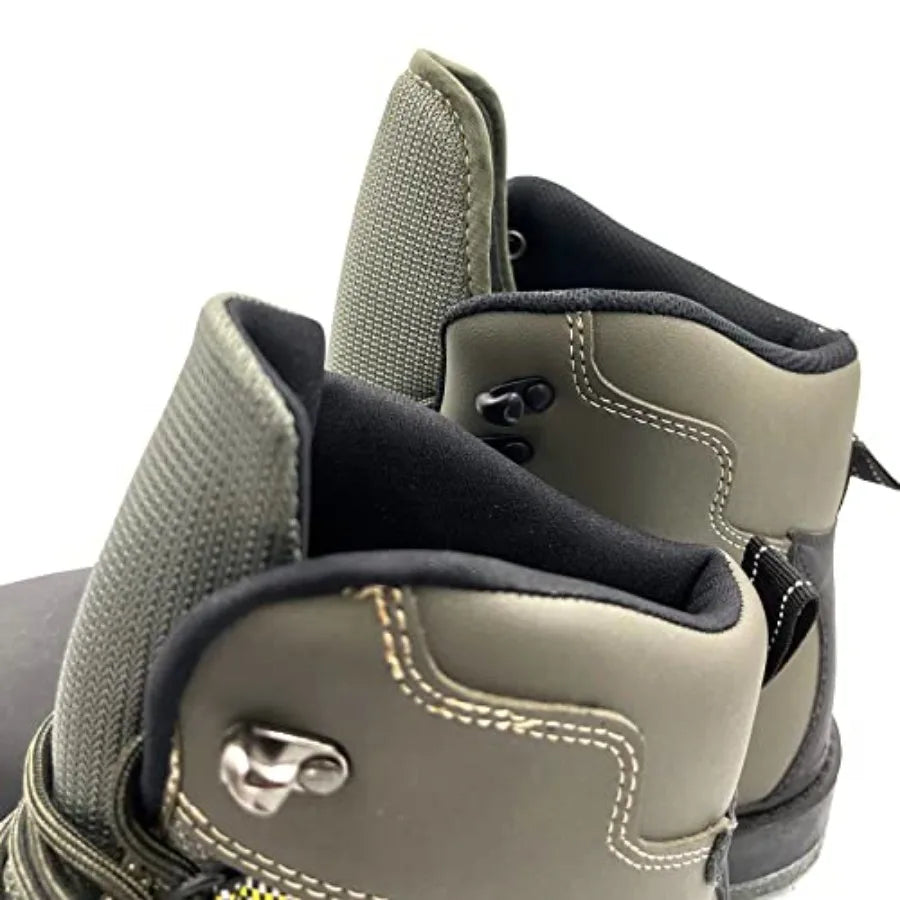 Pro Fishing Wading Boots for Men: Felt Bottom, Brown, Strong Grips Rustfree Eyelets for Fly Fishing