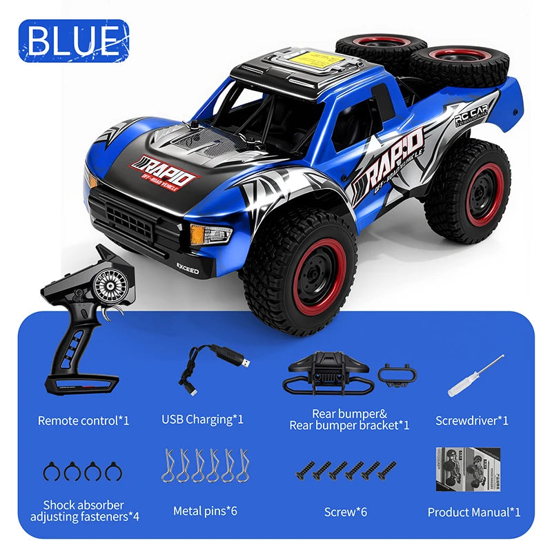 JJRC 1:14 Scale 4x4 RC Off-Road Monster Truck - Full Proportional Throttle/Steering & Metal Chassis W/ 3-Mode LED Lights