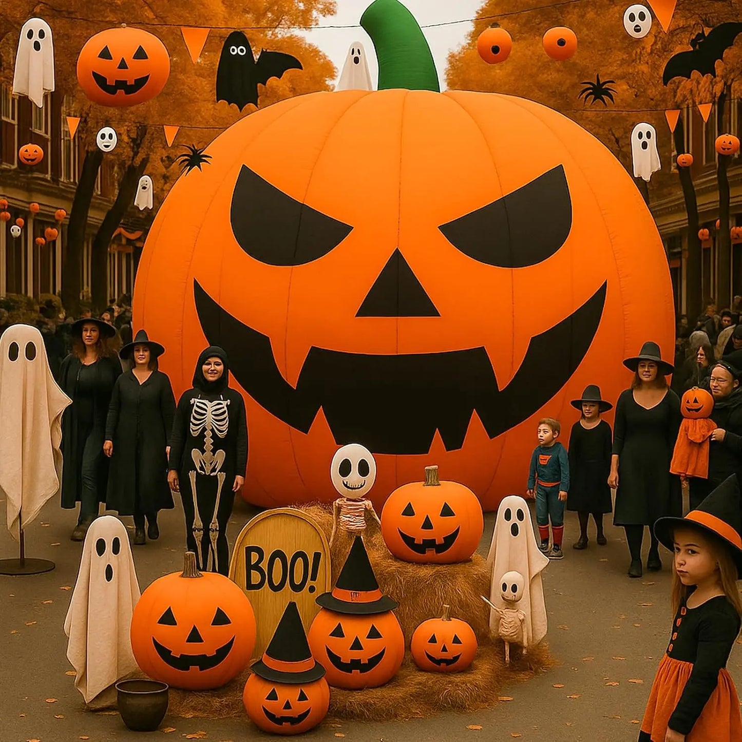 20Ft Giant Thanksgiving Inflatables Pumpkin Decorations Outdoor Extra Large Blow Up Pumpkin with Blower Built-in LED Lights for