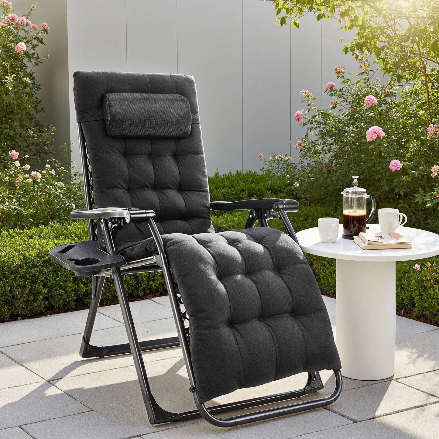 JHK Zero Gravity Portable Sun Lounger With Cup Holder