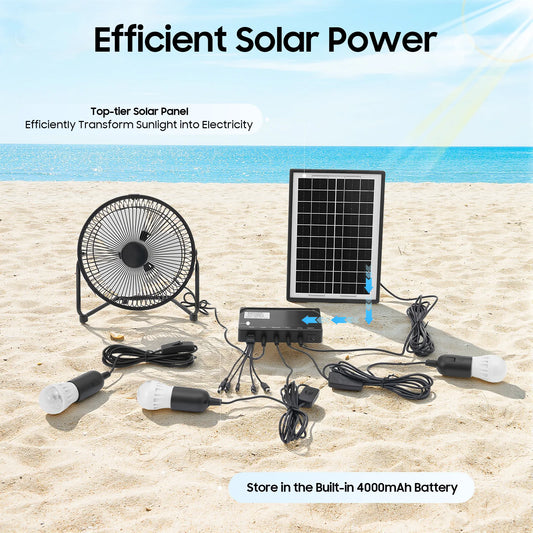 Bymaocar Solar Powered Fan With 3 Bulbs Air Extractor 110V