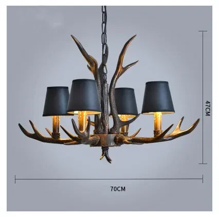 American Retro Deer Antlers With Lampshades Indoor Home Lighting