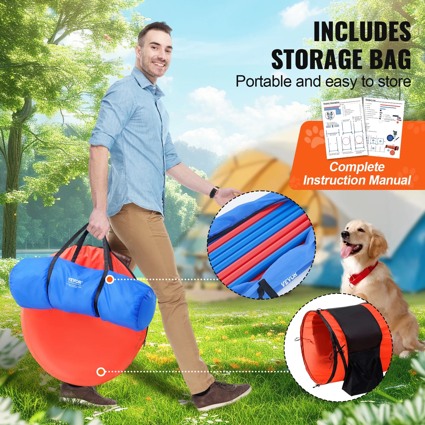 Dog Agility Training Equipment Kit 5Piece Set With Adjustable Hurdles