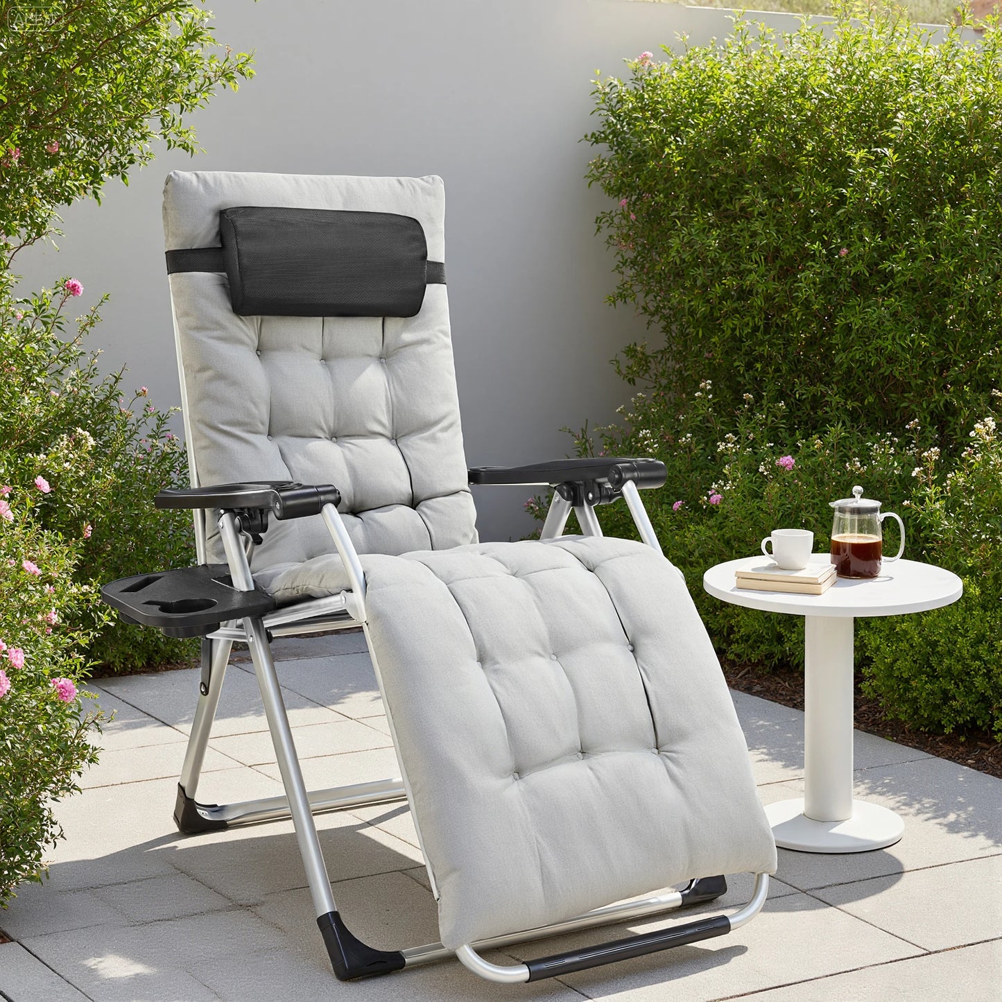 JHK Zero Gravity Portable Sun Lounger With Cup Holder