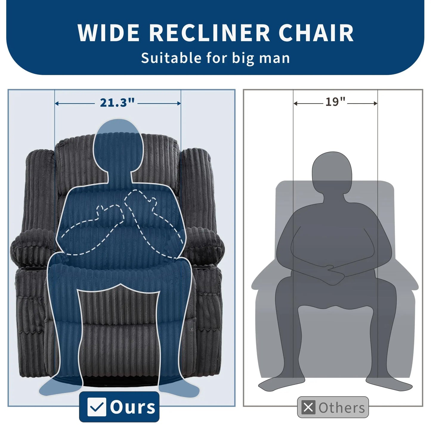 360° Swivel Rocking Recliner Chair With Cup Holder, Oversized Corduroy Nursery Glider, Deep Seat Lounge Chair For Living Room