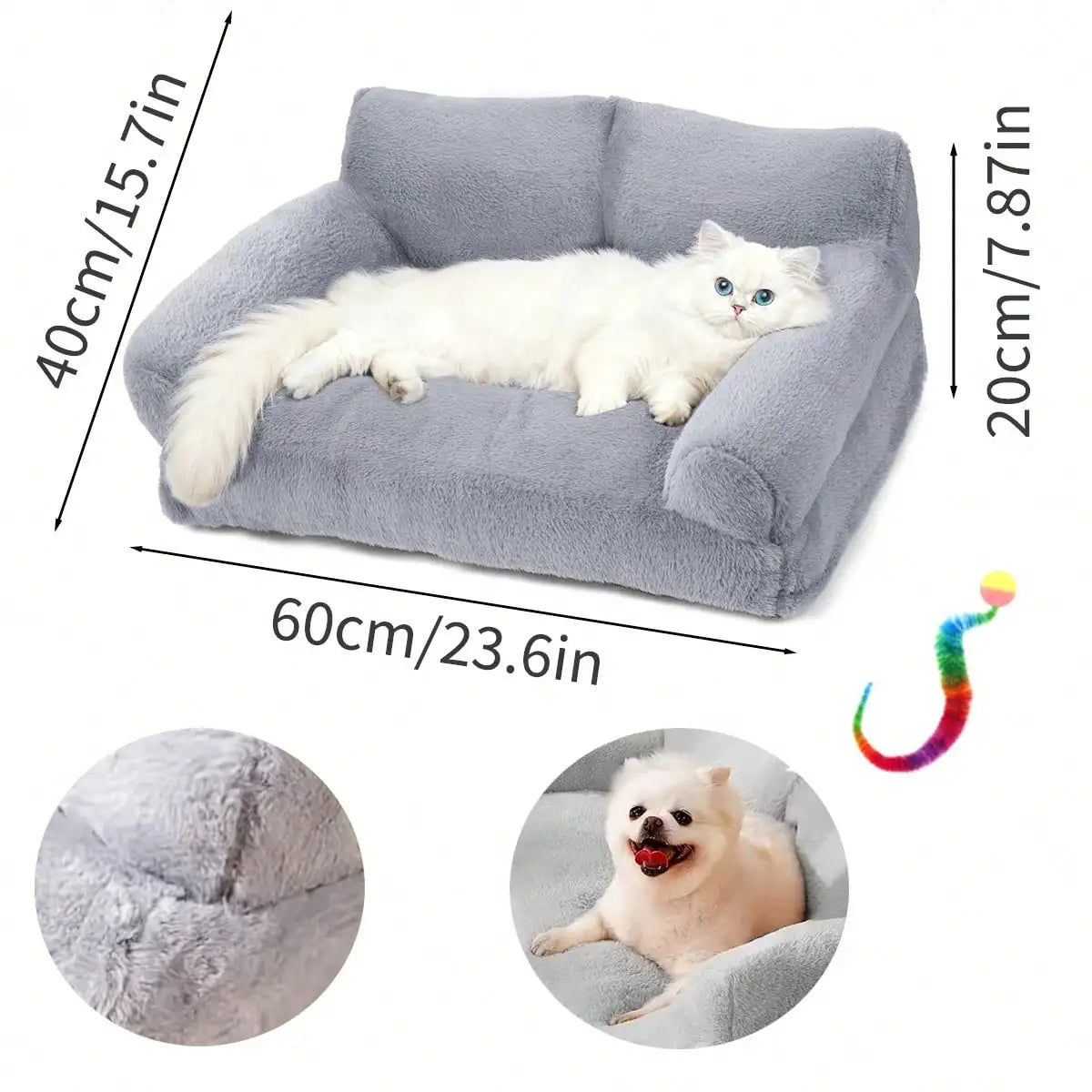 XMSJ Cozy Plush Dog Sofa Bed With Raised Edge Washable