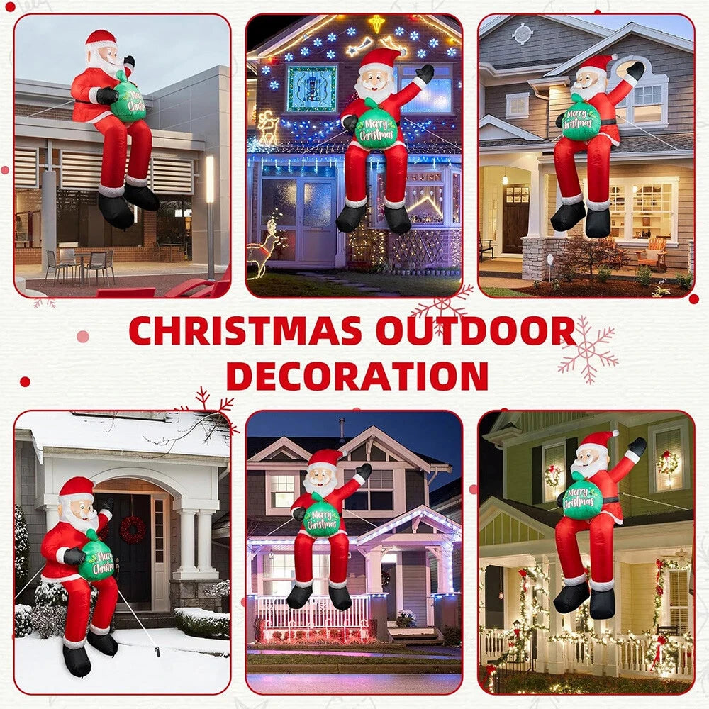 5.6FT Christmas Inflatable Sitting Santa Holding Gift Bags Outdoor Decoration Rooftop Balcony Garden Party Christmas Decor 2026