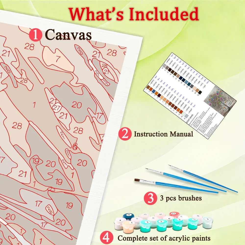 Tree Diy Art Paint By Numbers For Adult Butterfly Craft Kit HandPainted On Canvas Valentines Gift Home Decor