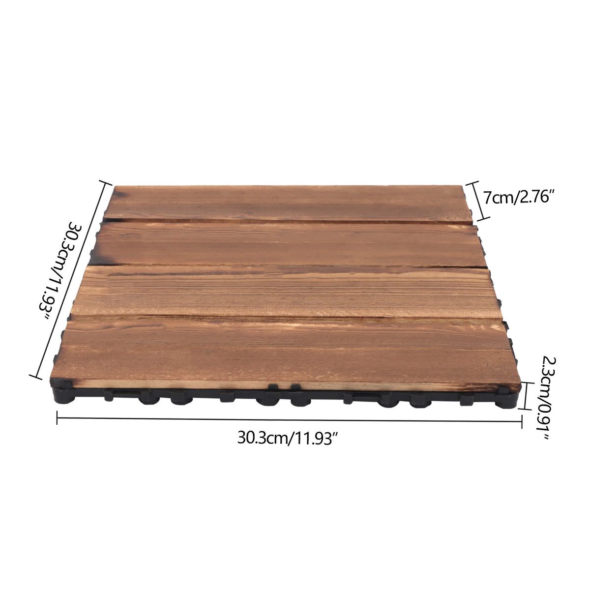 Bymaocar Interlocking Solid Larch Wood Deck Tiles for Outdoor Patio