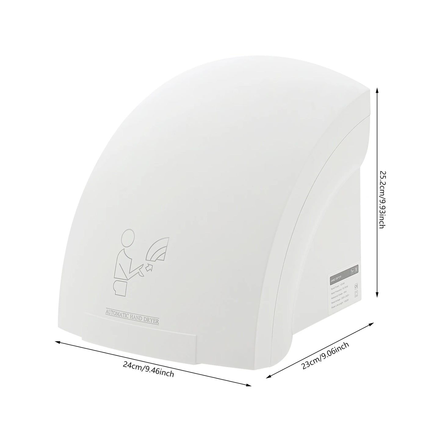 Bymaocar Infrared Sensor Hand Dryer 1200W Dual Temp