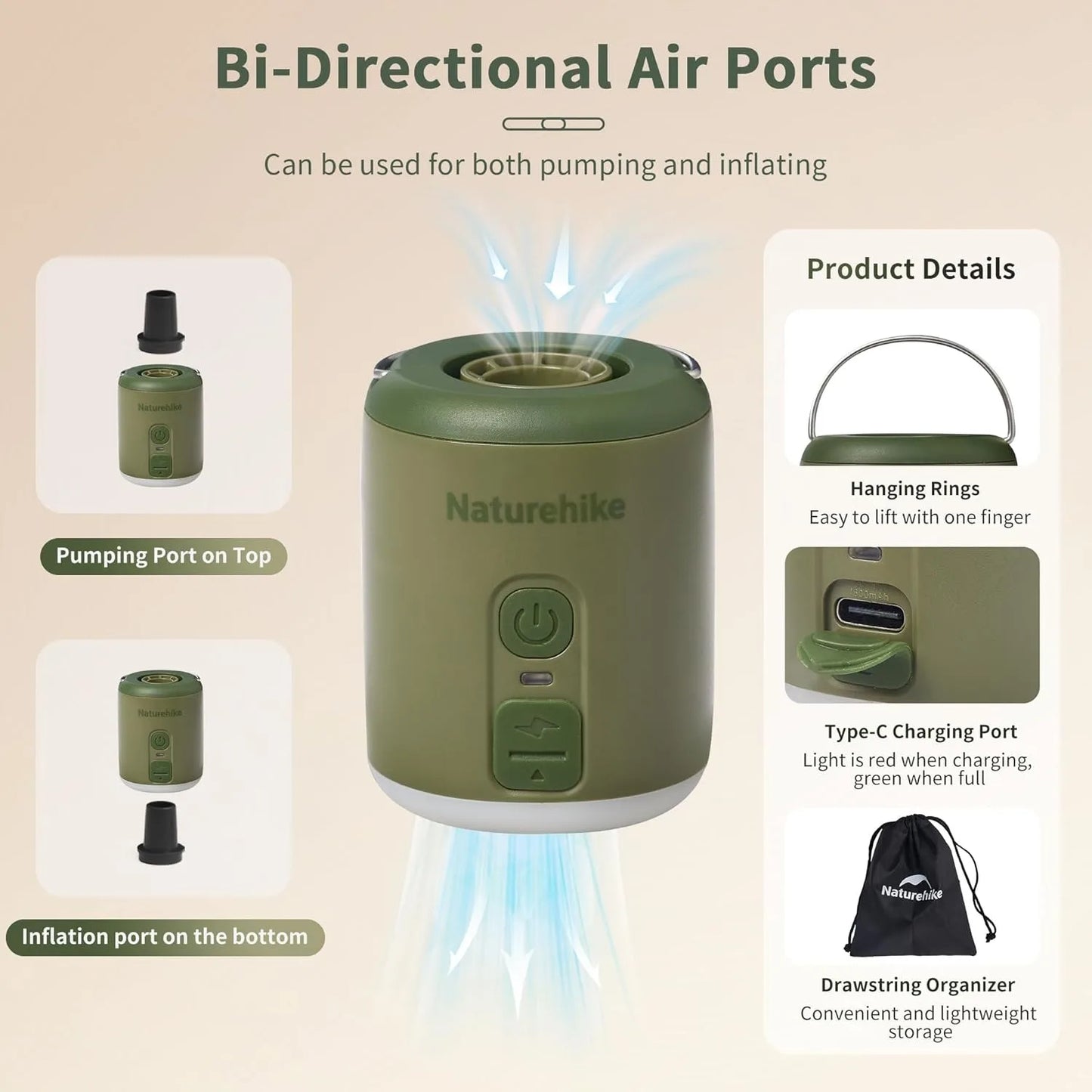 Naturehike Portable Electric Air Pump For Outdoor Camping
