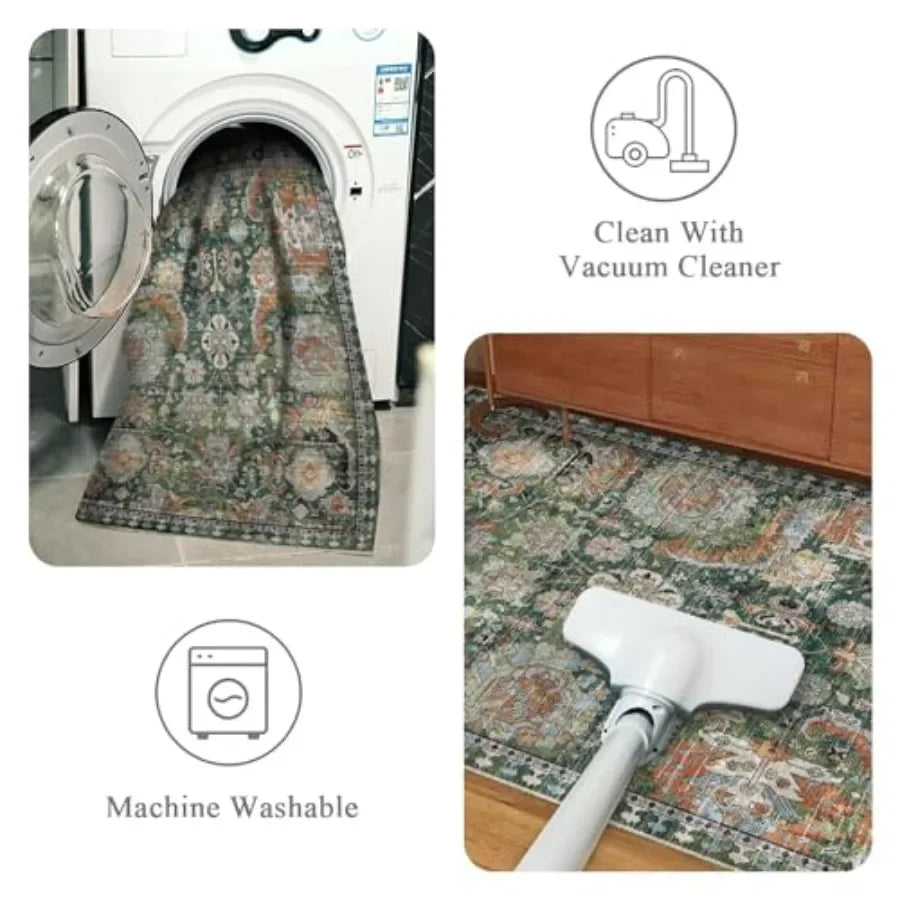Kilim Pattern Washable Polyester Area Rug Anti Slip For Living Room