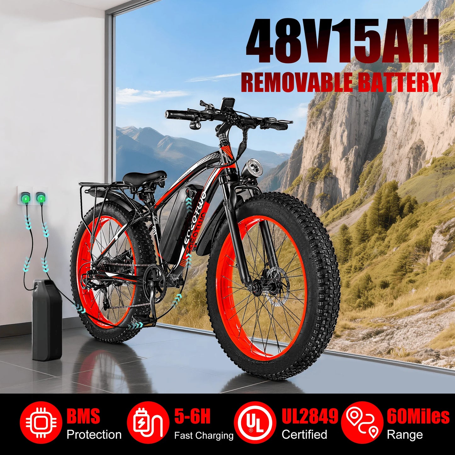 EOEOTWOM E01 Electric Fat Tire Bike 1500W Peak Motor UL2849