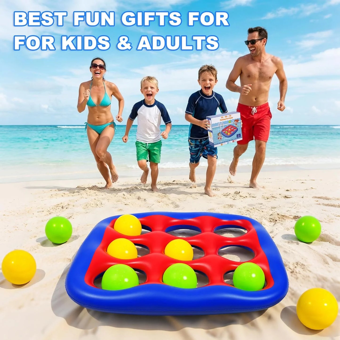 Tic Tac Toe Inflatable Pool Game Set for 2-10 Players