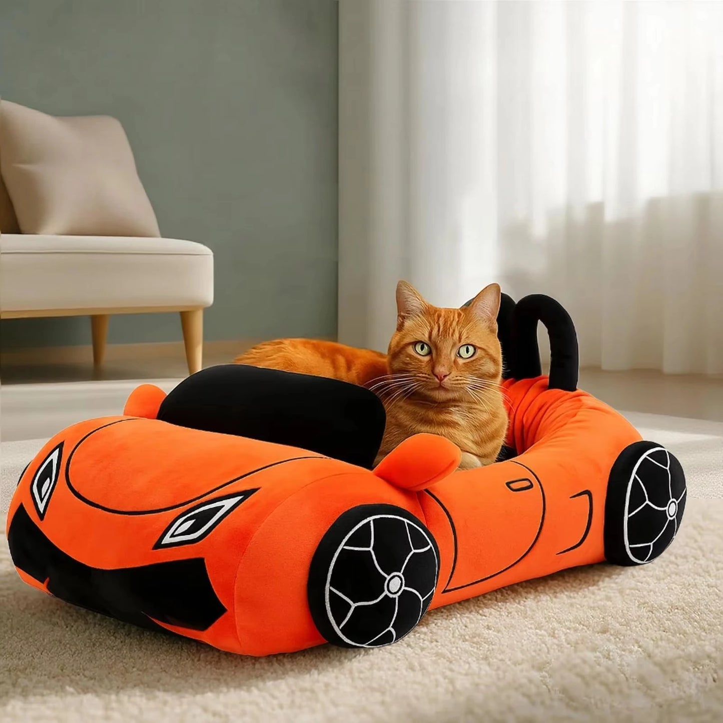 CWV Cute Cat Bed Supercar Cozy Pet Mat With Pillow