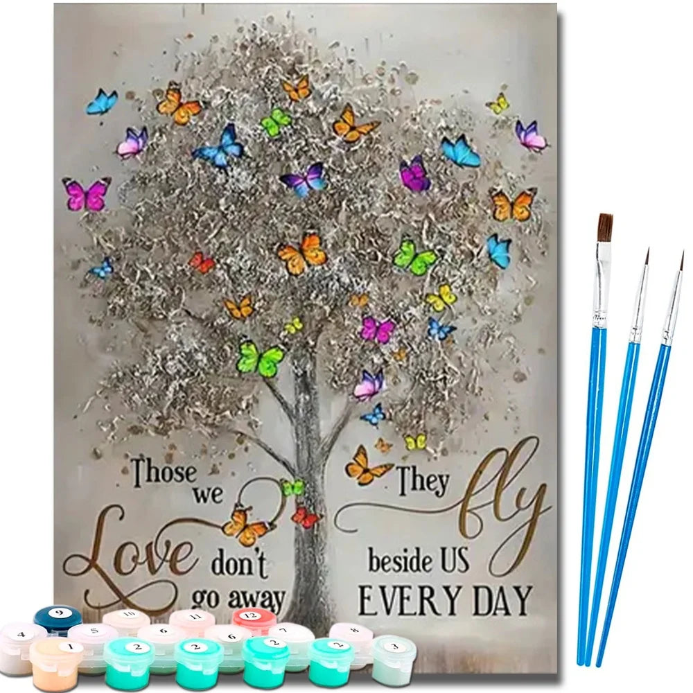 Tree Diy Art Paint By Numbers For Adult Butterfly Craft Kit HandPainted On Canvas Valentines Gift Home Decor