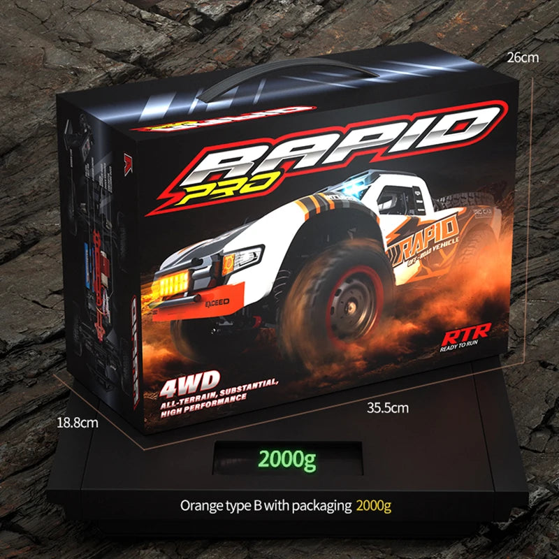 JJRC 1:14 Scale 4x4 RC Off-Road Monster Truck - Full Proportional Throttle/Steering & Metal Chassis W/ 3-Mode LED Lights