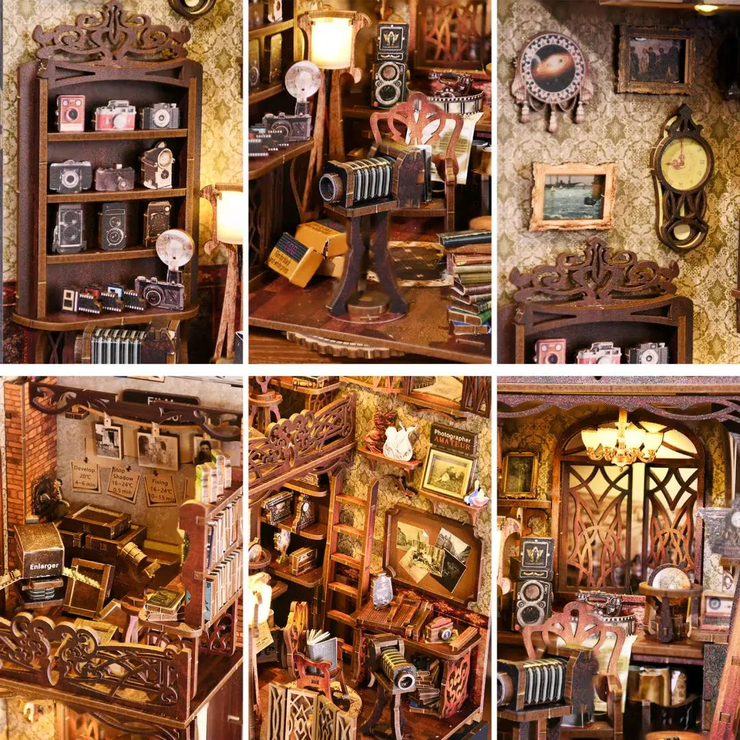 DIY Book Nook Kit Wooden Miniature House For Bookshelf Decor