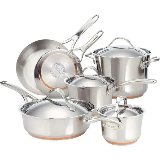 Anolon Nouvelle Stainless Steel Cookware Pots And Pans Set