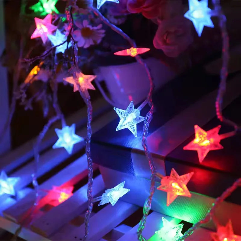 LED String Lights Outdoor Star Chain Lights Garland Lights Bulb Fairy Lights Party Home Wedding Garden Christmas Decor