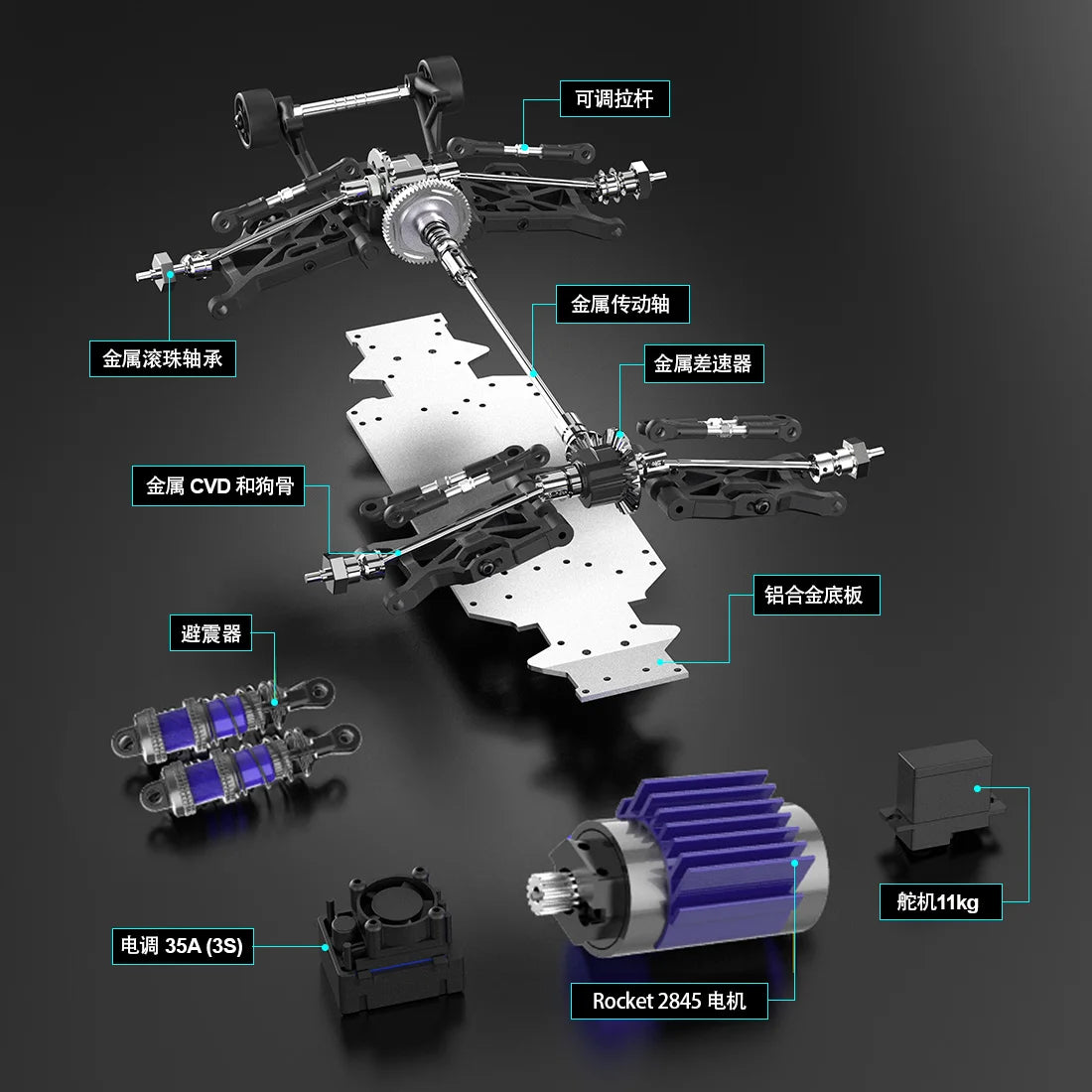JIUSICE Brushless 2.4G RC Truck 4WD High Speed Off Road