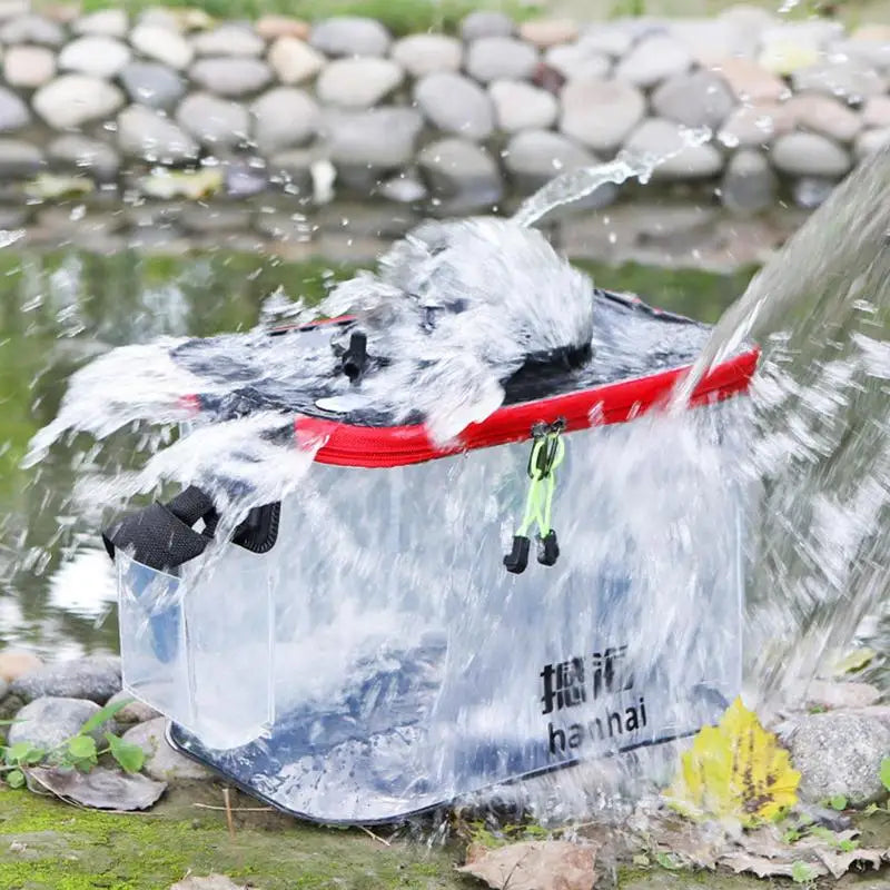 Foldable Transparent Fishing Bucket EVA Fish Bucket 20L Live Fishing Bait Storage Bag With Breathable Hoel Camping Water Bag