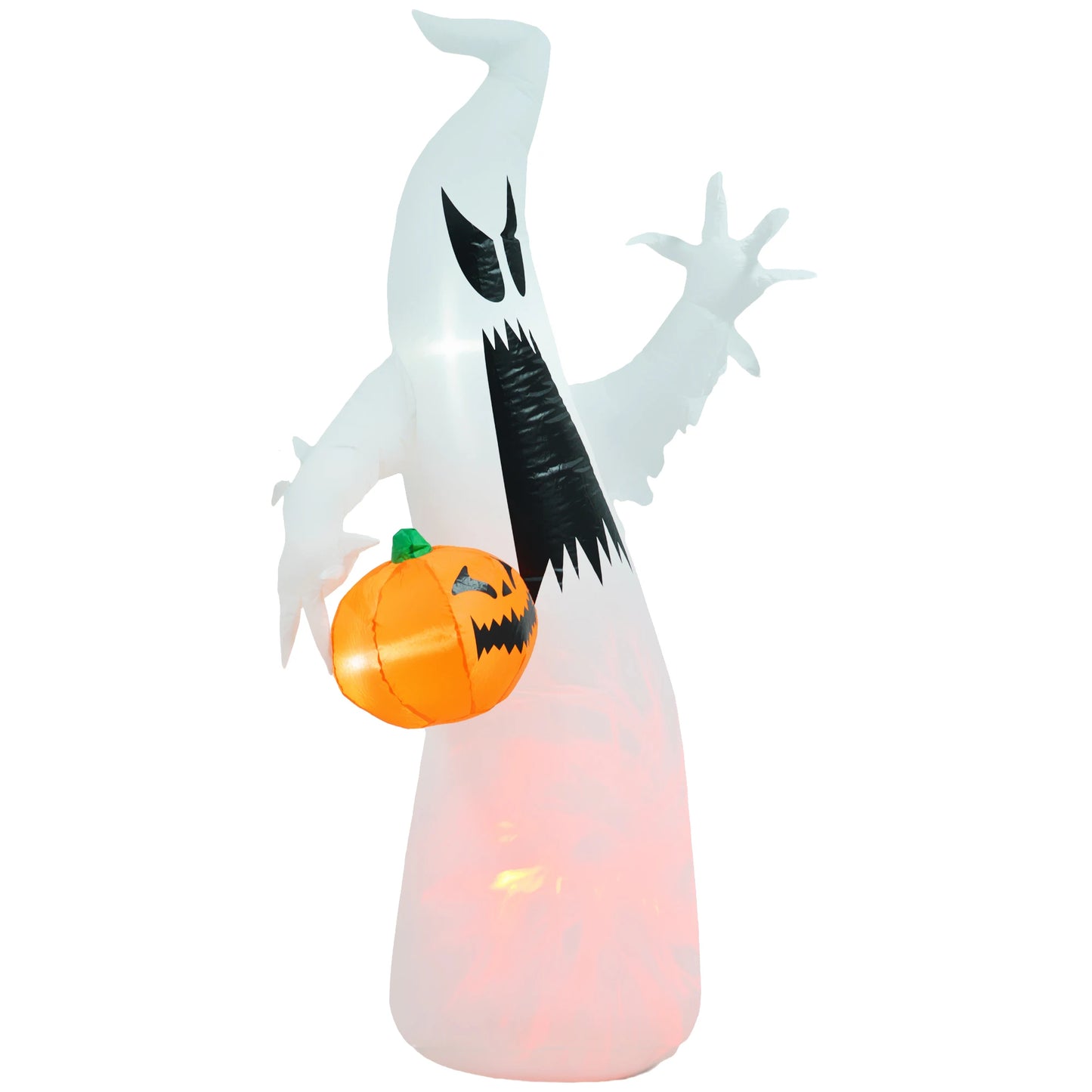 5.9' Halloween Inflatable Outdoor Decoration Ghost with Pumpkin, Blow Up LED Yard Decor for Garden, Lawn, Party, Holiday, Waterproof, Red