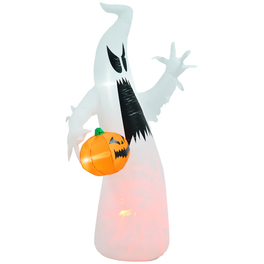 5.9' Halloween Inflatable Outdoor Decoration Ghost with Pumpkin, Blow Up LED Yard Decor for Garden, Lawn, Party, Holiday, Waterproof, Red