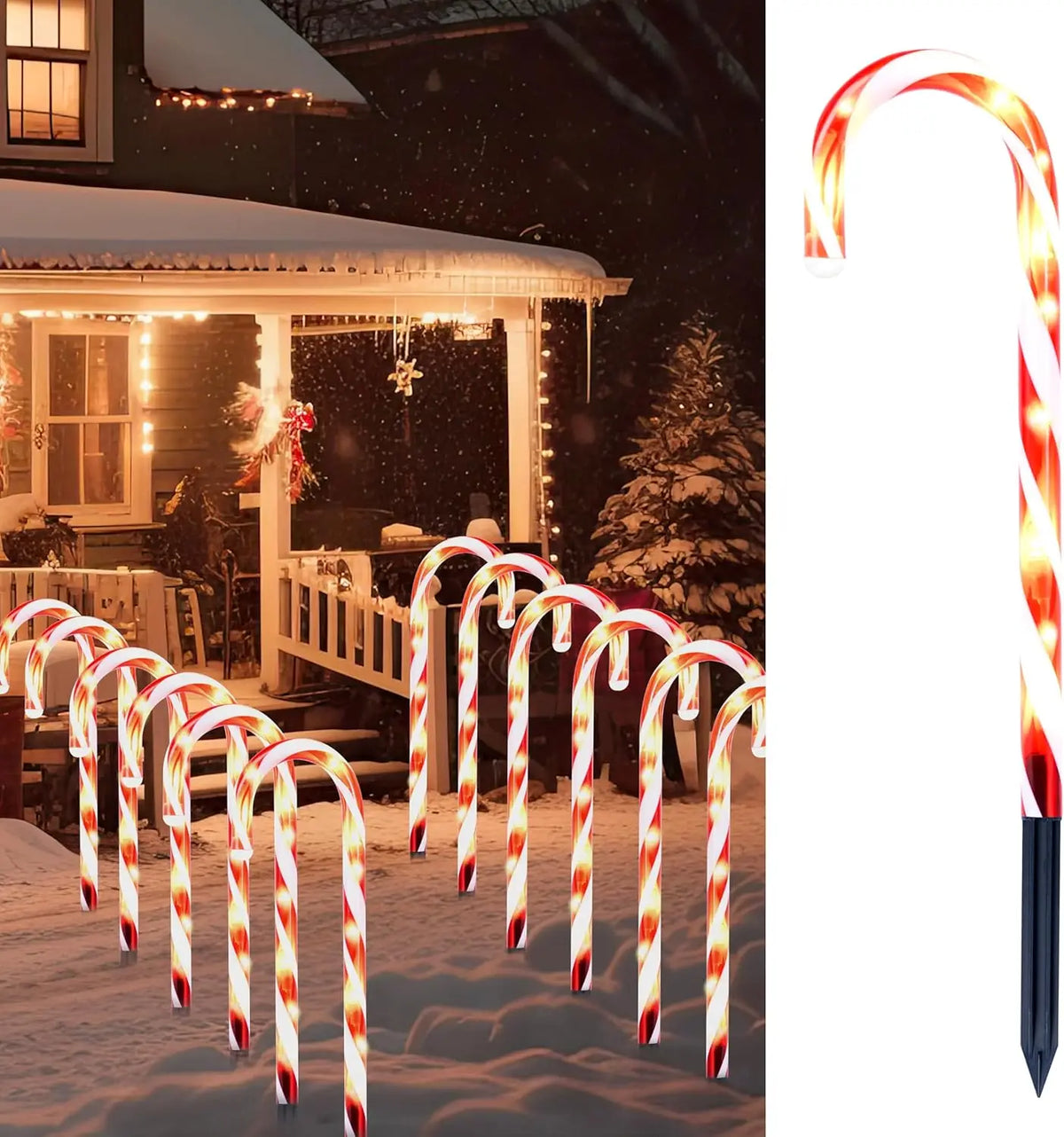 Joyfy Christmas Candy Cane Pathway Marker Lights for Outdoor Decor