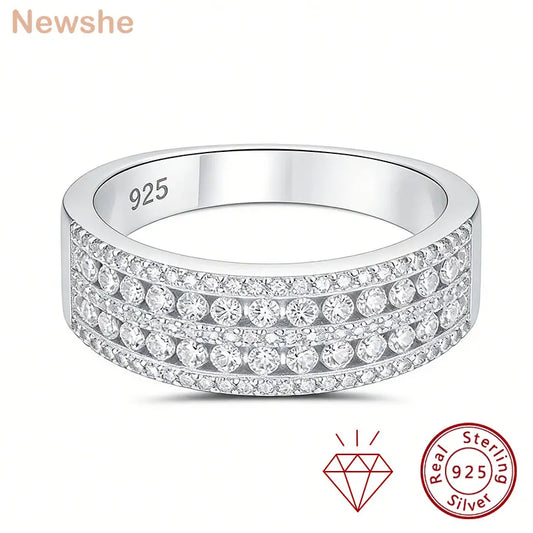 Newshe Certified Moissanite Rings Wedding Band for Women 925 Sterling Silver Promise Engagement Ring D Color VVS1 Fine Jewelry