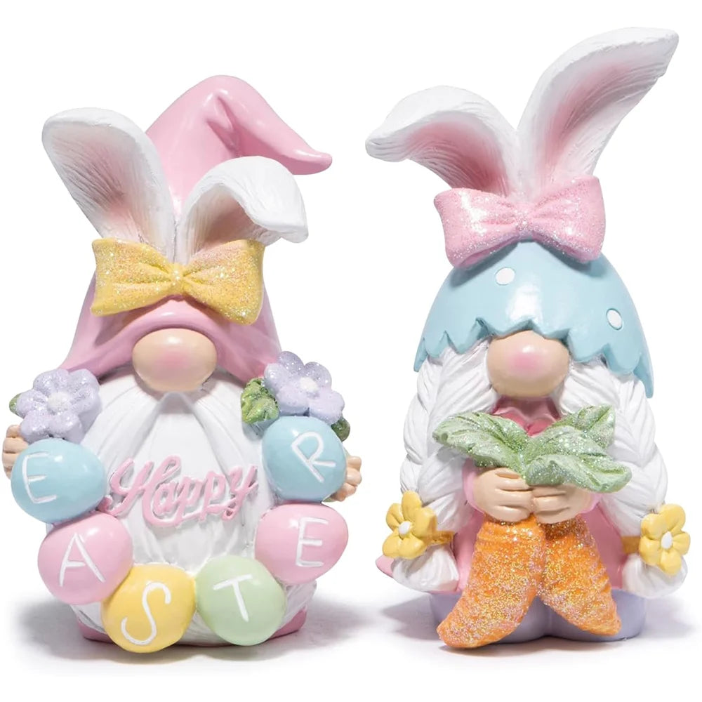 Hodao Resin Easter Gnome Figurine Set Spring Home Decor